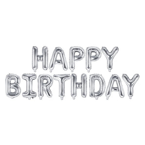 ballons en aluminium "happy birthday" de couleur argent