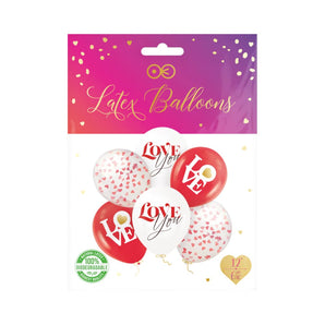 Pack de 6 ballons latex avec inscription LOVE YOU