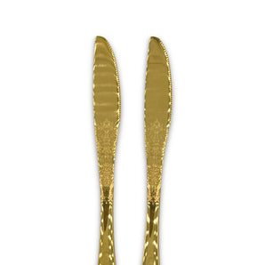 Duo de couteaux dorés de 23cm pour table élégante - Fochta