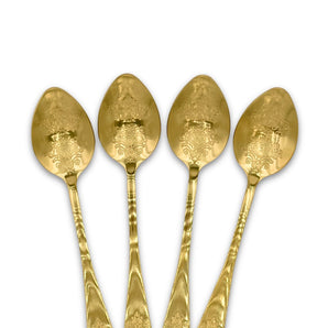 Quatuor de petites cuillères dorées 15cm pour desserts élégants - Fochta