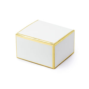 10 Boîtes à gâteaux blanches lisière dorée 6x3,5x5,5cm